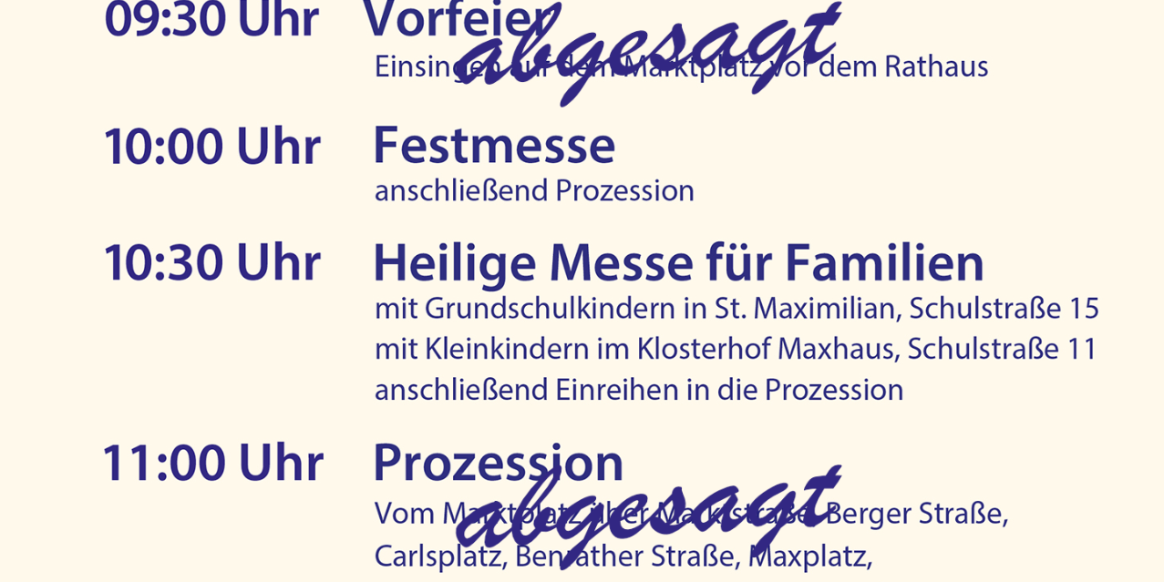 Absage 2026 Fronleichnam
