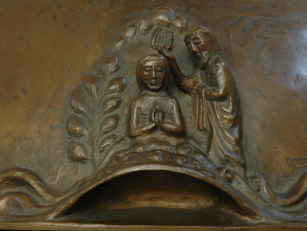 Taufbecken St. Antonius: Detail Taufe Jesu